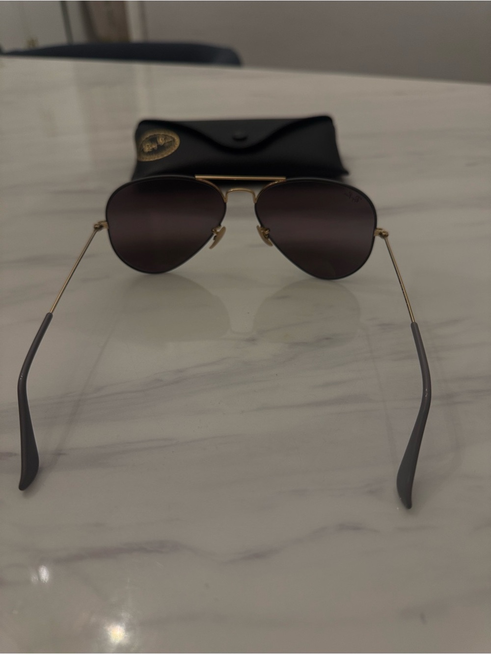 Ray-Ban Aviator Sunglasses - Gold Frame with Silver Lenses - Picture 6 of 9